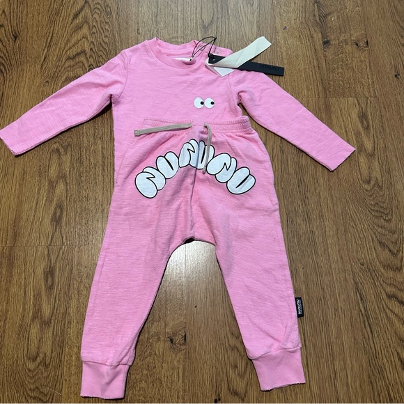 yunn⭐︎kids nununu Pink Kids two piece with graphic top long sleeve pants 18